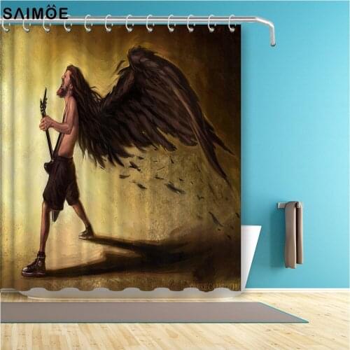 Retro Musician Pattern Bathroom Curtain Singer With A Guitar Printed Shower Curtain Waterproof Polyester Bath Curtain Decor Sets