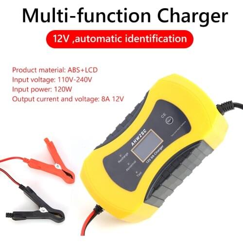 Car Motorcycle Lead Acid Battery Charger 12V 8A Digital LCD Display Pulse Repair Outdoor Personal Car Part Decoration