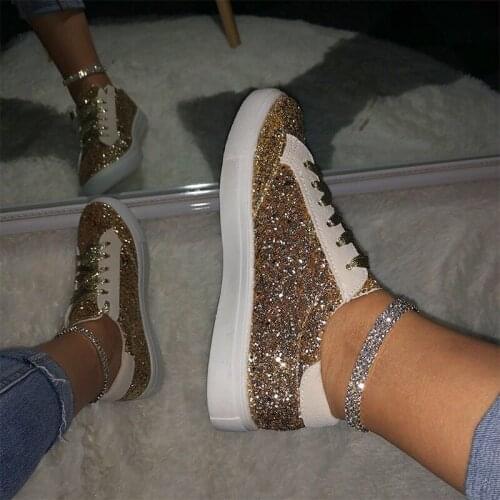 2020 Sparkly Women Sneakers Glitter Shinny Bling Shoes Fashion Casual Ballet Flats Sneakers