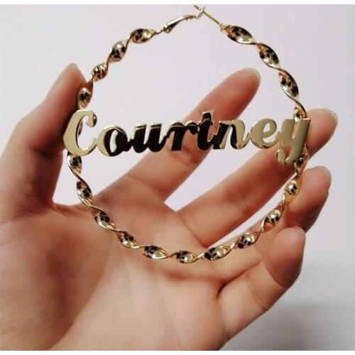 1Pair Of Trend Personalized Name Stainless Steel Letter Stud Thread Earrings For Women Fashion Custom Name Piercing Earrings Gif