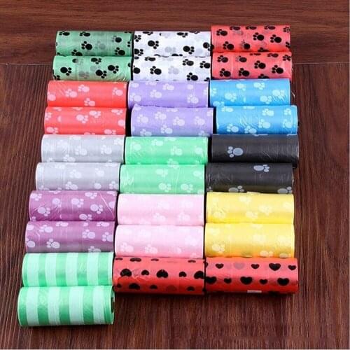 1Roll=15PCS Degradable Pet Dog Waste Poop Bag With Printing Doggy Bag Trash Garbage bag