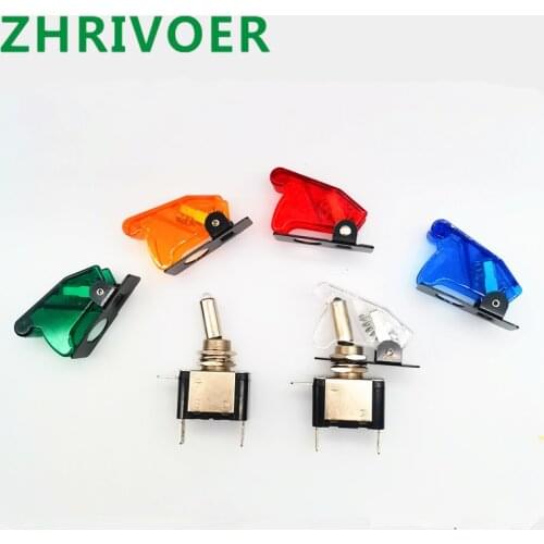 1pcs Motorcycle, model, car, ship, truck lighting LED toggle switch, with safety aircraft flap protection device, 5-color 12v20a