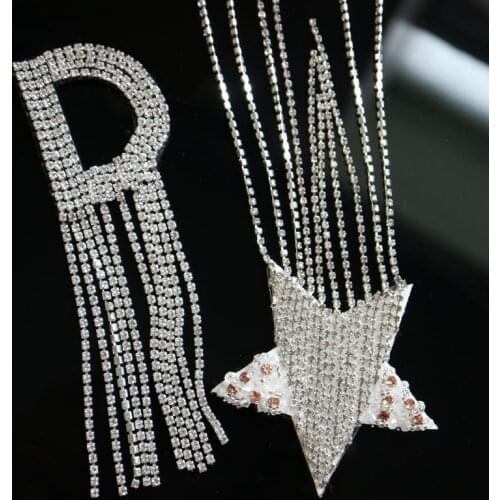 1pc rhinestone embroidery star letters patches for clothing Embroidered sequin patch for clothes Sewing applique parches