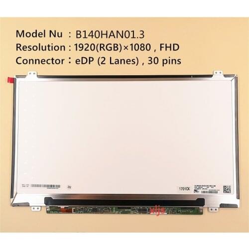 14 inch B140HAN01.2 B140HAN01.3 B140HAN01.0 B140HAN01.1 for thinkpad L440 T440 screen 1920 * 1080 72% color gamut IPS screen