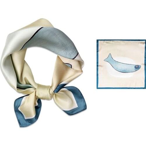 2021 New Fashion 53*53 Square Scarf Oil Painting Print Silk Scarf Hairband Scarves Blanket Shawl Handkerchief For Ladies