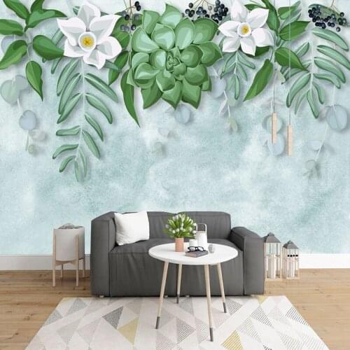 Custom 3D Wallpaper Modern Hand Painted Watercolor Cartoon Flowers Photo Wall Murals Living Room TV Sofa Bedroom Wall Papers 3 D