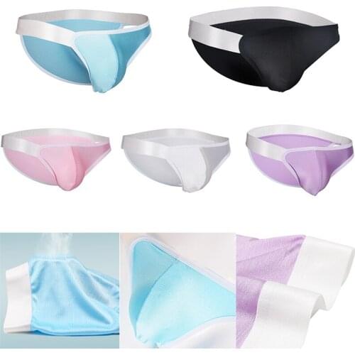 5PCS/1PCS Mens Briefs Ice Silk Underwear Men Stretch Sexy Briefs Gay Underwear Panties Mens Breathable Panties Male Erotic