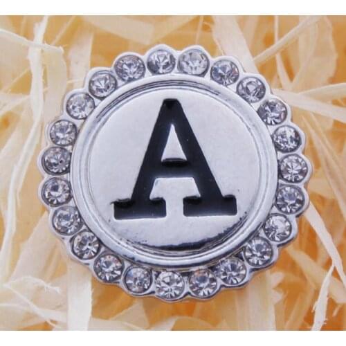 2pcs/lot Initial A-Z Greek Letters Alphabet Snap Jewelry Metal Crystal 18mm Snap Button Fit Snap Bracelet Mixture