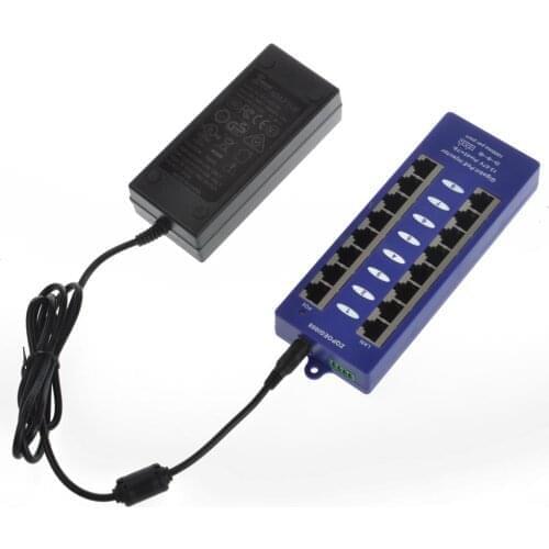 24V60W AC Adapter with Gigabit 8 Port Passive PoE Power over Ethernet Injector for Ubiquiti, Mikrotik