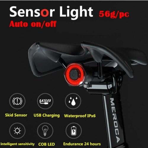 Automatic Bicycle Flashlight Bike Rear Smart Taillight Brake Sensing Waterproof LED Day Light Saddle Seatpost Light