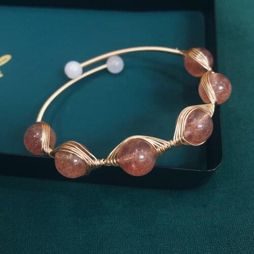 Natural Strawberry Crystal Bracelet for Women 14KGF Bracelets Bracelete Feminino Fashion Jewelry Gift