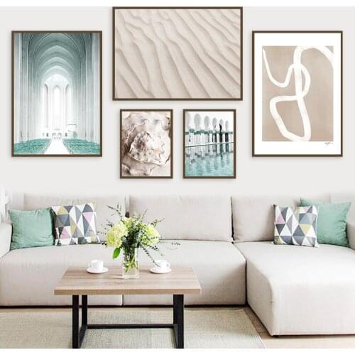 Church Shell Abstract Lines Sand Texture Nordic Posters And Prints Wall Art Canvas Painting Wall Pictures For Living Room Decor