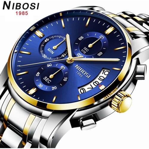 NIBOSI Watch Men Blue Male Automatic Date Quartz Mens Top Brand Luxury Watches Waterproof Sport Watch Clock Relogio Masculino
