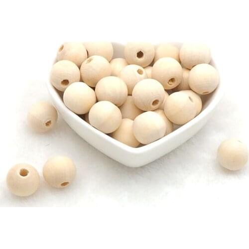 Chenkai 100PCS 10mm Natural Ball Wooden Beads Pendant Connectors Round Baby Toy Beads Wood For Charm Jewelry Making Handmade