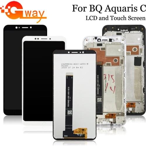 Black / White For BQ Aquaris C LCD Display + Touch Screen Digitzer Assembly With Frame For BQ C LCD Pantalla Tactil Replacement