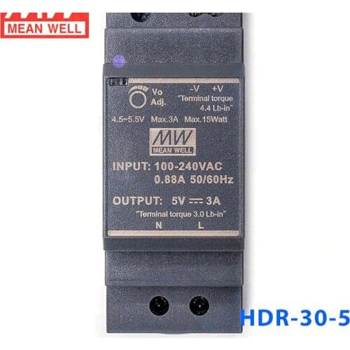 Steady MEAN WELL HDR-30-5 5V 3A meanwell HDR-30 15W Single Output Industrial DIN Rail Power Supply