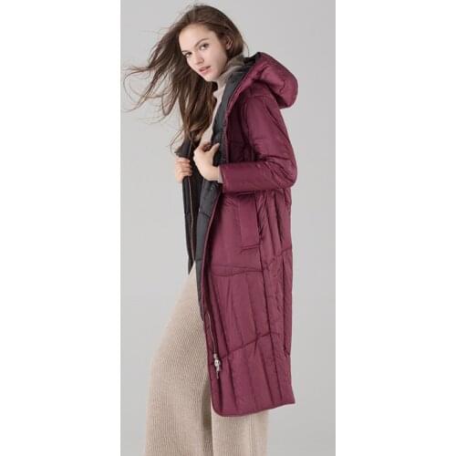 2020 Autumn Winter 90% Duck Down Jacket Woman Hooded Long Coats Female Double Sided Parkas chaquetas plumas mujer LX2209