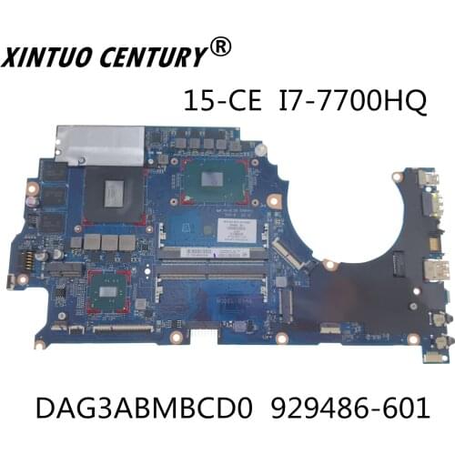 DAG3ABMBCD0 929486-601 motherboard For HP Laptop 15-CE 15T-CE Notebook PC GTX1060 6GB i7-7700HQ 100% test