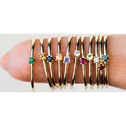 Minimalist Cubic Zirconia Rings For Women Girls Simple Fashion Party Wedding Female Finger Rings Copper CZ Jewelry Gift