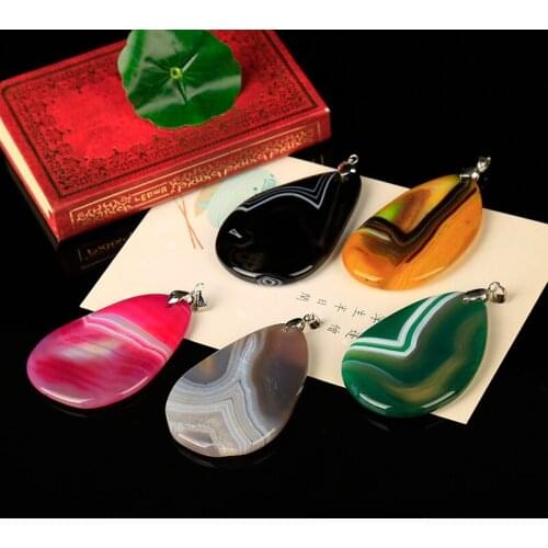 1PC Fashion natural agate slice pendant manual polishing Crystal point ore necklace smooth home mineral nordic moderno gift