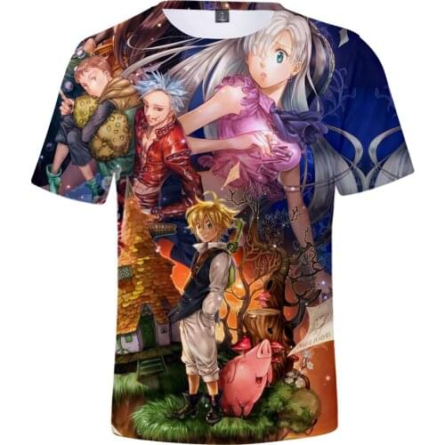 Hot sale nanatsu no taizai 3D T-shirt Men/Women Short Sleeve Tees 2019 Summer t shirts Men 3D nanatsu no taizai t-shirt boys Top