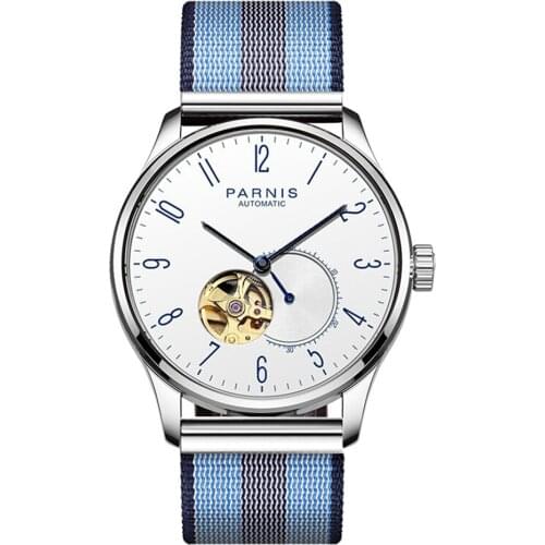 Parnis Business Seriers Mens 100m Waterproof Hollow-out Classic Fashion Automatic Self-Wind Mechanical Watch Wristwatch