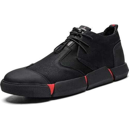 New Arrival Leather Mens Casual Shoes Outdoor Black Men Sneakers Comfortable Male Flats Tennis Non-Slip Walking Zapatillas 44