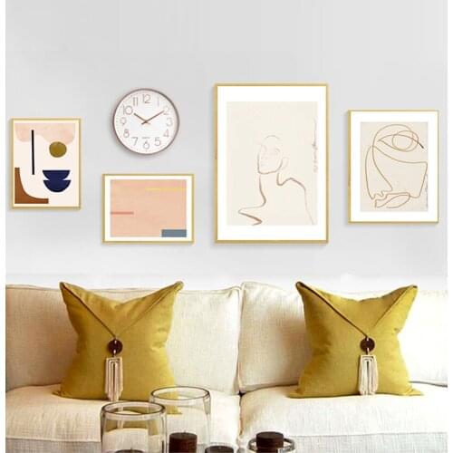 S And Print Wall Pictures For Living Room Decor Modern Abstract Line Geometric Color block Wall Art Canvas Painting Nordic