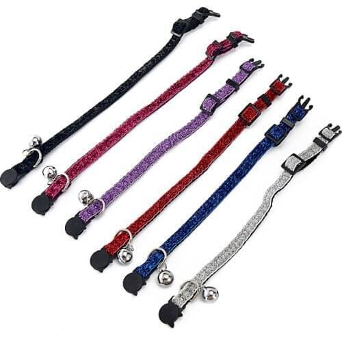 Shiny Puppy Kitten Cat Necklace Adjustable Pet Cat Lead Supplies 6 Colors Gorgeous Cat Collar With Bell Braid
