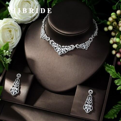 HIBRIDE Necklace Copper CZ New Arrival Charm Fascination Fashion Geometric Design for Women Girl Wedding Anniversary N-1006
