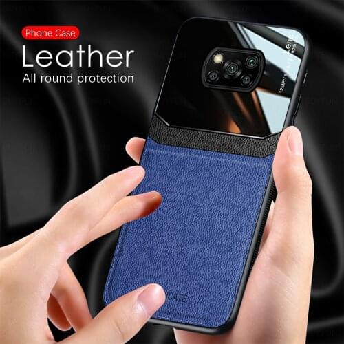 PocoX3 Pro Case Leather Texture Cover For Xiaomi Poco X3 Pro Pocophone X 3 Poko Little X3Pro 3X Plexiglass Silicone Frame Coque