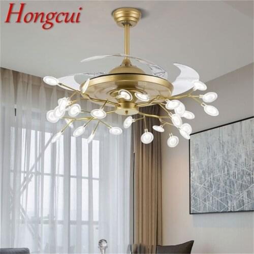 Hongcui New Ceiling Fan Light Invisible Lamp With Remote Control Modern Retro Branch LED For Home Restaurant