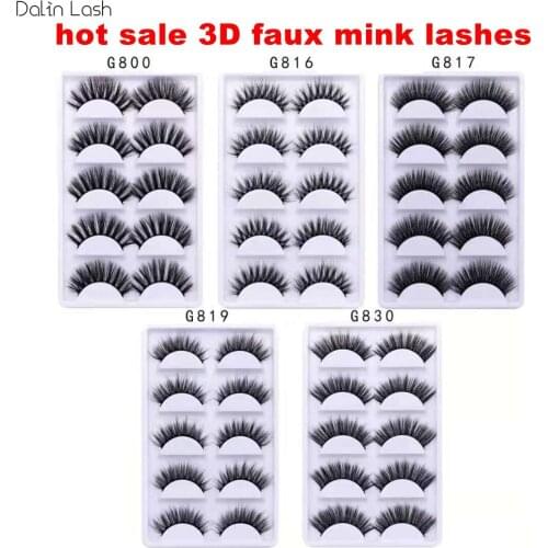 Dalin lash 5 Pairs Natural Long Faux Mink Eyelashes Hot Sale Cruelty Free Hand Made Daily Makeup Use Eyelashes Wholesale eyelash