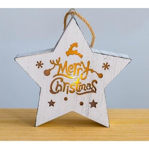 Christmas Wooden Night Light Desktop Decoration Star Elk Elder Snowman Wooden Pendant Christmas Tree Window Hotel Decoration