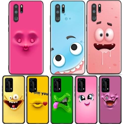 3D Funny Face Silicone Cover For Huawei P40 P30 P20 P10 P9 P8 Pro Plus Lite E Mini 2019 2017 Phone Case