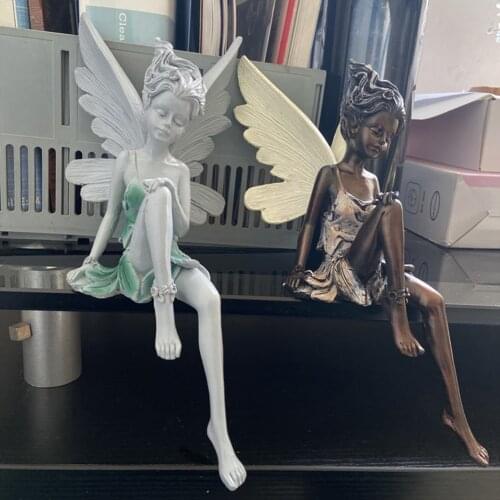 26CM Flower Fairy Sculpture Garden Landscaping Yard Art Ornament Resin Turek Sitting Statue Outdoor Angel Girl Figurines Craft