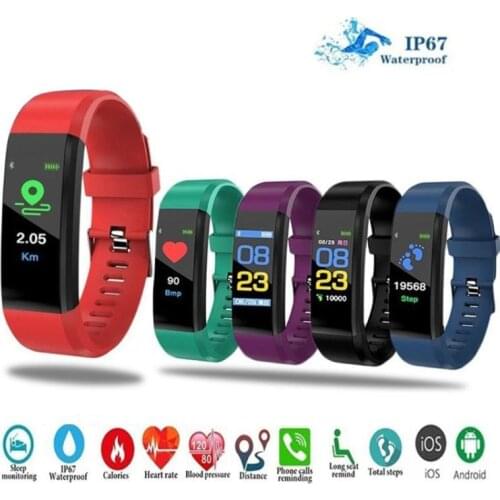 115Plus Bracelet Heart Rate Blood Pressure Smart Band Fitness Tracker Smartband Bluetooth Wristband for fitbits Smart Watch