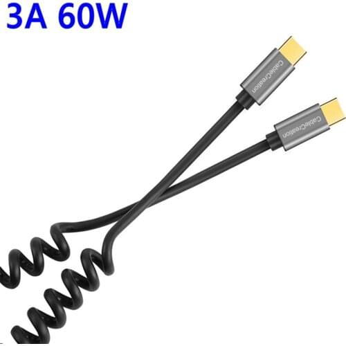 1.5m High quality Spiral Coiled USB 3.1 Type-c male to USB 3.1 Type-c male adapter Cable