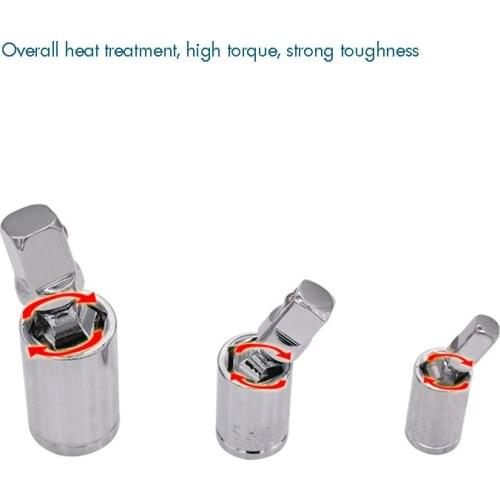 Impact Adapter Socket for Ratchet Wrenches 1/4 3/8 1/2, Ratchet Socket Adapters, 360 Degree Rotating Universal Joint- Steel