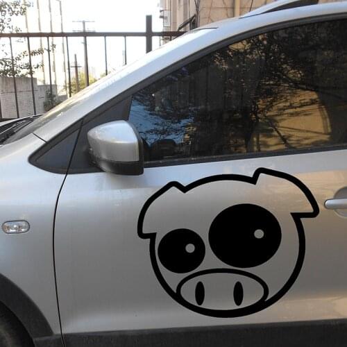 38.5cm x 45cm Mad Pig Mascot Rally Funny Car Sticker For Cars Door Side Truck Window Rear Windshield Vinyl Decal 8 Colors