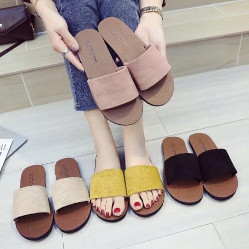Large size 35-40 womens shoes summer new style outer wear fashionable simple beach shoes casual open-toed flat slippers