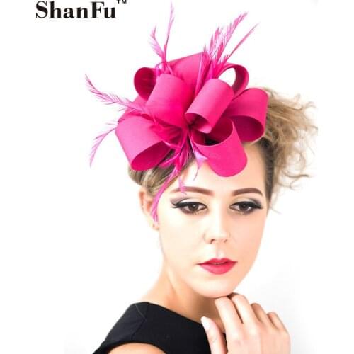 ShanFu Fashion Ladies Fascinator Headbands Handmade Feather Fascinators with Clip Headband for Wedding Cocktail SFC12269