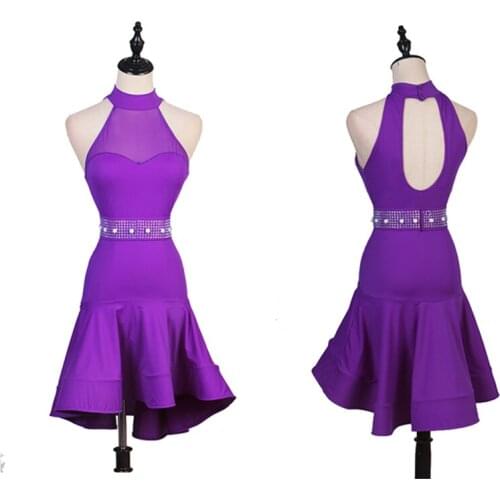 Purple Standard Latin Dance Skirt Women Advanced Tango Rumba Samba Sexy Latin Game Dress Adult Latin Competition Dancing Dresses