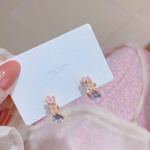 2021 New Arrival Delicate Jewelry 14K Real Gold Plated Cute Flower Stud Earrings Cubic Zircon Earrings