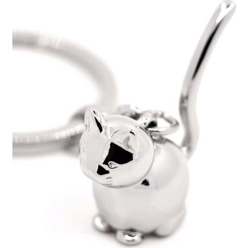 100Pcs/Lot Cute 3d Cat Keychain Women Girl Metal Kitten Car Key Ring Handbag Charm Keys Accessories Jewelry Love Animals Gift