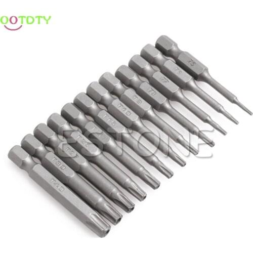 12pcs/Set 1/4 Inch 50mm T5-T40 Magnetic Torx Screwdriver Bits Kit