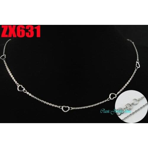 14"-38" heart-shaped stainless steel necklace welding cross chain with snap hook fashion lady jewelry parts 20pcs ZX631