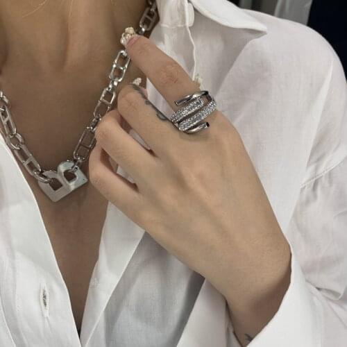 2021 Hot Copper Female Fashion Letters Ring Old Head Large Retro B Gothic Women Jewelry Subtitle Fashion Adjustable Ring