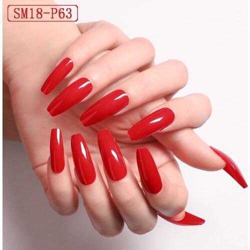 24PCS new fashion and popular candy color extra long ballet fake nails red