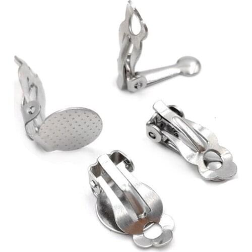 50pcs Stainless Steel Earrings Clip Setting Base Earrings Blank Pad for DIY Jewelry Making